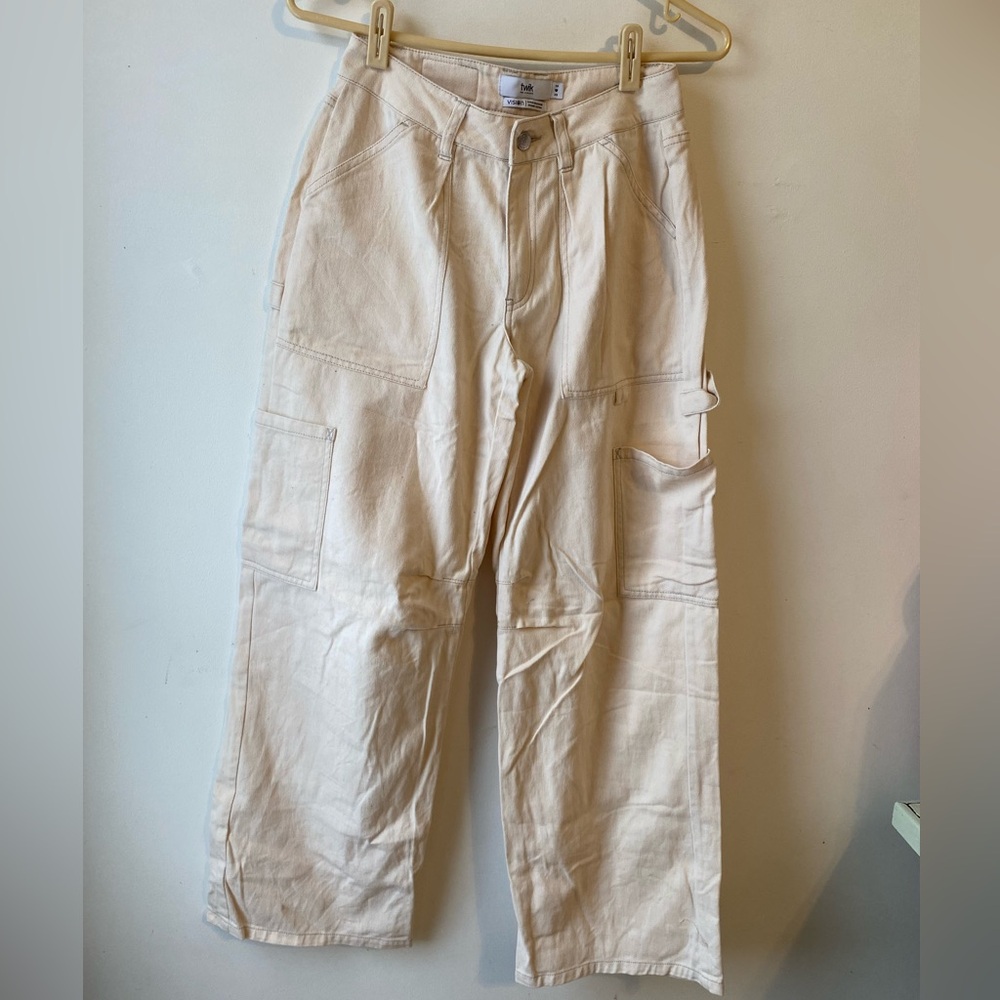 Twik Women's Cream Wide Leg Jeans